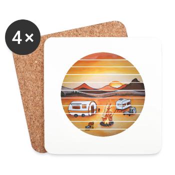 Camping Camp Tentes Camping-car Caravane Cadeau - Dessous de verre (lot de 4) - blanc - Devant