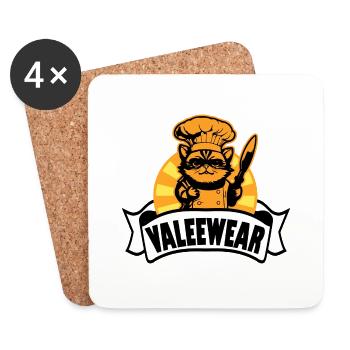 « Valeewear » - chat de chef professionnel - Dessous de verre (lot de 4) - blanc - Devant