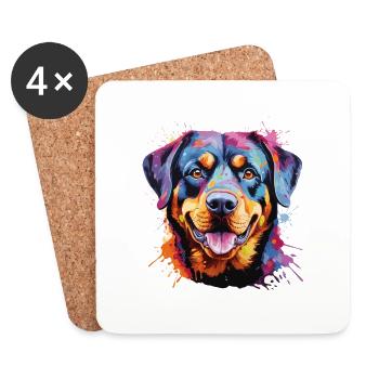 mignon Rottweiler - Dessous de verre (lot de 4) - blanc - Devant