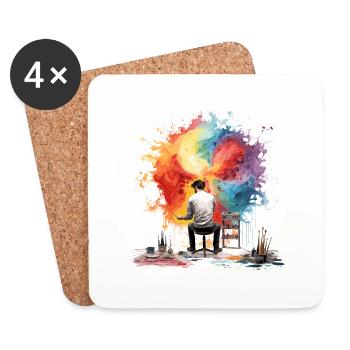 der bunte Künstler - Untersetzer (4er-Set) - Weiß - Vorne
