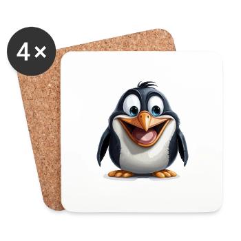 Le pingouin de dessin animé - Dessous de verre (lot de 4) - blanc - Devant