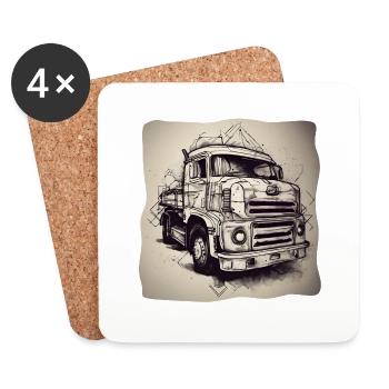 Camion - Dessous de verre (lot de 4) - blanc - Devant