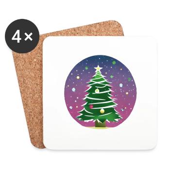 Weihnachten Geschenk Weihnachtsbaum Tannenbaum - Untersetzer (4er-Set) - Weiß - Vorne