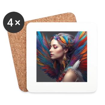 Elfe arc-en-ciel6 - Dessous de verre (lot de 4) - blanc - Devant