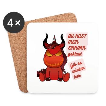 DU hast mein Einhorn geklaut - Untersetzer (4er-Set) - Weiß - Vorne