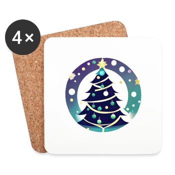 Weihnachten Geschenk Weihnachtsbaum Tannenbaum - Untersetzer (4er-Set) - Weiß - Vorne