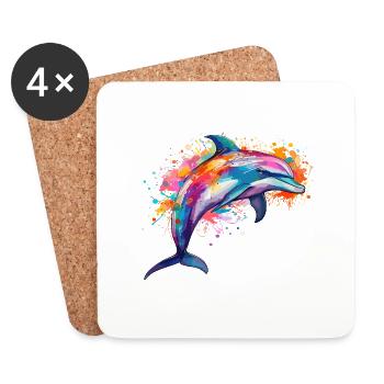 the colorful dolphin - Coasters (set of 4) - white - Front