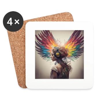 Elfe de la musique - Dessous de verre (lot de 4) - blanc - Devant