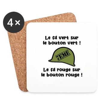 Le fil vert…le fil rouge… - Dessous de verre (lot de 4) - blanc - Devant