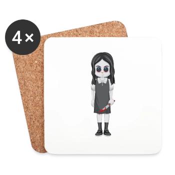 fille horreur 4 - Dessous de verre (lot de 4) - blanc - Devant