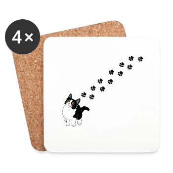 Pattes chat - Dessous de verre (lot de 4) - blanc - Devant