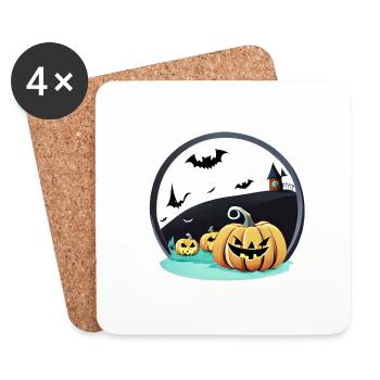 Halloween Cadeau Citrouille Costume Citrouille Costume - Dessous de verre (lot de 4) - blanc - Devant