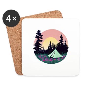 Camping Caravane Camp Tentes Cadeaux Camping-car - Dessous de verre (lot de 4) - blanc - Devant