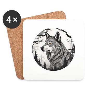 Portrait of a Wolf - Coasters (set of 4) - white - Front