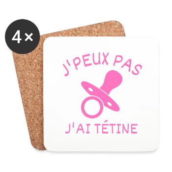 J'peux pas j'ai tétine - Dessous de verre (lot de 4) - blanc - Devant