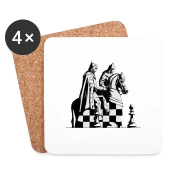 Cavalier et fou d'échecs - Dessous de verre (lot de 4) - blanc - Devant
