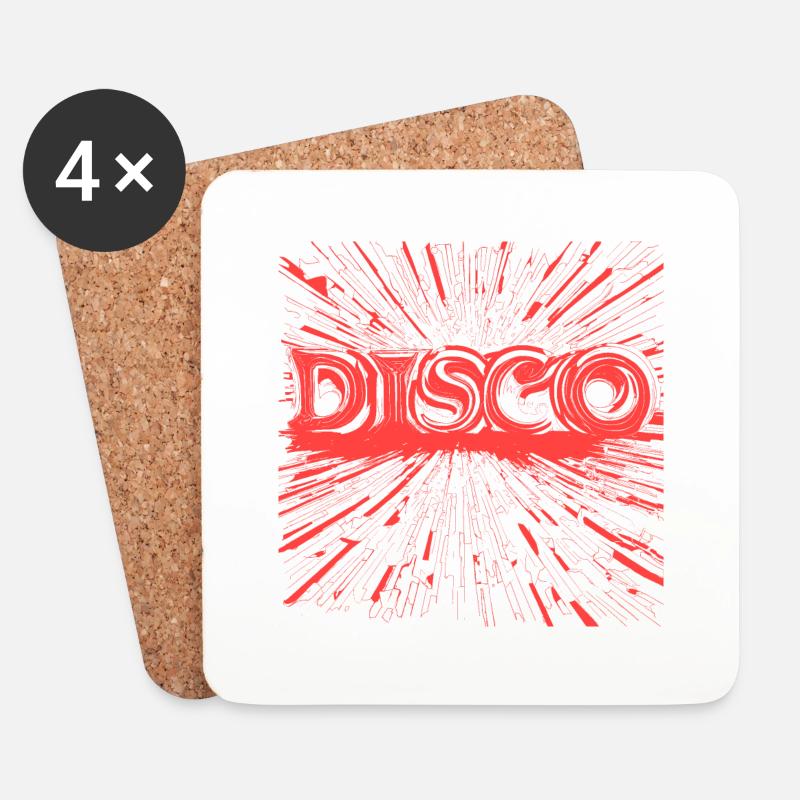 DISCO Text Logo Wort rot - Untersetzer (4er-Set) - Weiß