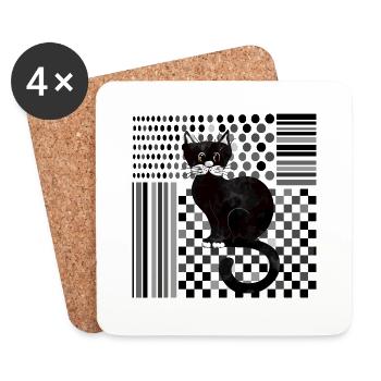 Katze - Untersetzer (4er-Set) - Weiß - Vorne