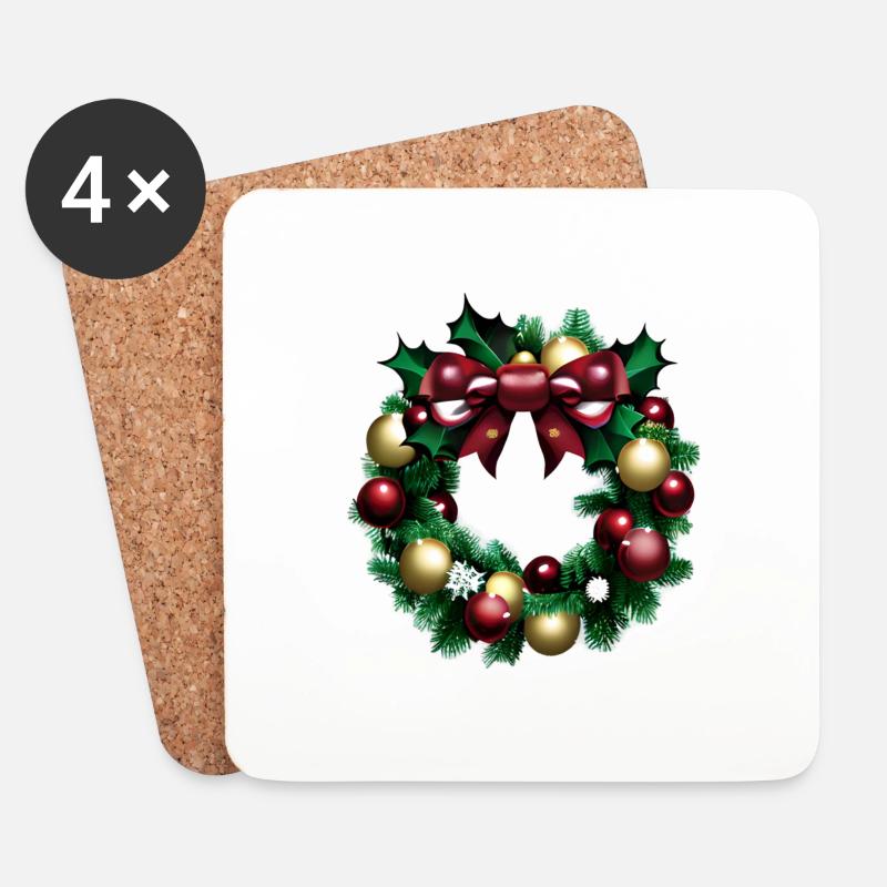 Weihnachten Geschenk weihnachtlich Weihnachtsbaum - Untersetzer (4er-Set) - Weiß