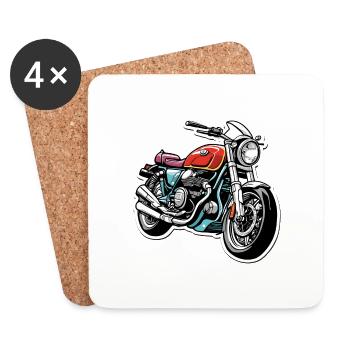 Classic Motorcycle - Coasters (set of 4) - white - Front