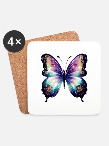 Schmetterling Falter Tier Insekt - Untersetzer (4er-Set) - Weiß