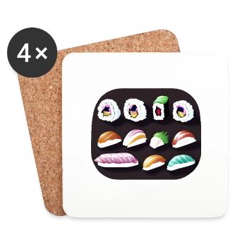 Sushi Chine Dire Asie Japon Chinois Asiatique - Dessous de verre (lot de 4) - blanc - Devant