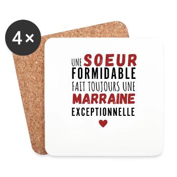 Une sœur formidable fait toujours une marraine - Dessous de verre (lot de 4) - blanc - Devant