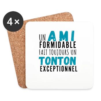 Un ami formidable et tonton exceptionnel - Dessous de verre (lot de 4) - blanc - Devant