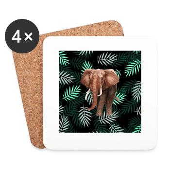Palmen-Muster, motif de palmier élefant, éléphant - Dessous de verre (lot de 4) - blanc - Devant