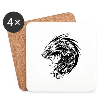 Cyber Sigilism Dragon Tattoo Design - Coasters (set of 4) - white - Front
