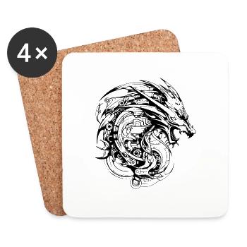 Cyber Sigilism Dragon Tattoo Design - Coasters (set of 4) - white - Front