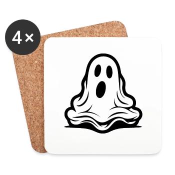 Spooky Cute Kawaii Ghost Design - Coasters (set of 4) - white - Front