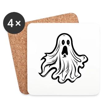 Spooky Cute Kawaii Ghost Design - Coasters (set of 4) - white - Front