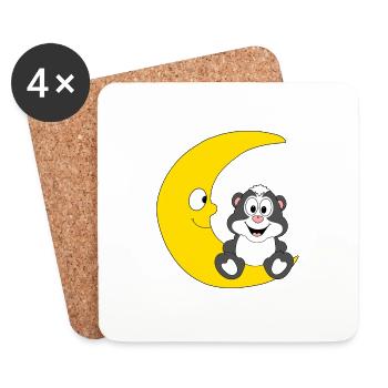 STINKTIER - MOND - TIER - KINDER - BABYS - Untersetzer (4er-Set) - Weiß - Vorne