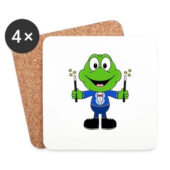 ZAUBERN - ZAUBERER - MAGIE - FROSCH - TIER - Untersetzer (4er-Set) - Weiß - Vorne
