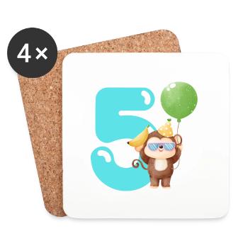 5. Geburtstag. 5 Jahre Geburtstagsgeschenk - Untersetzer (4er-Set) - Weiß - Vorne