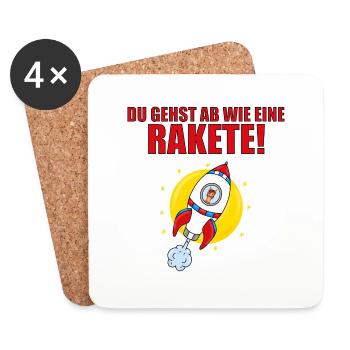 DU GEHST AB WIE EINE RAKETE! - PFERD - WELTALL - Untersetzer (4er-Set) - Weiß - Vorne