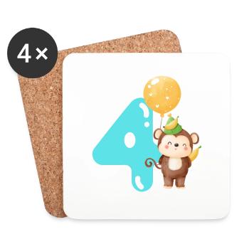 4ème anniversaire. Cadeau de 4 ans - Dessous de verre (lot de 4) - blanc - Devant