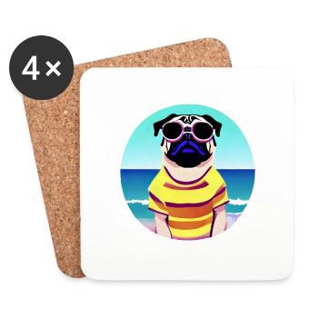 Propriétaires de chiens Bulldog Chiens Propriétaires de chiens - Dessous de verre (lot de 4) - blanc - Devant