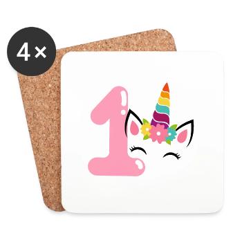 1. Geburtstag. Erster Geburtstag - Untersetzer (4er-Set) - Weiß - Vorne