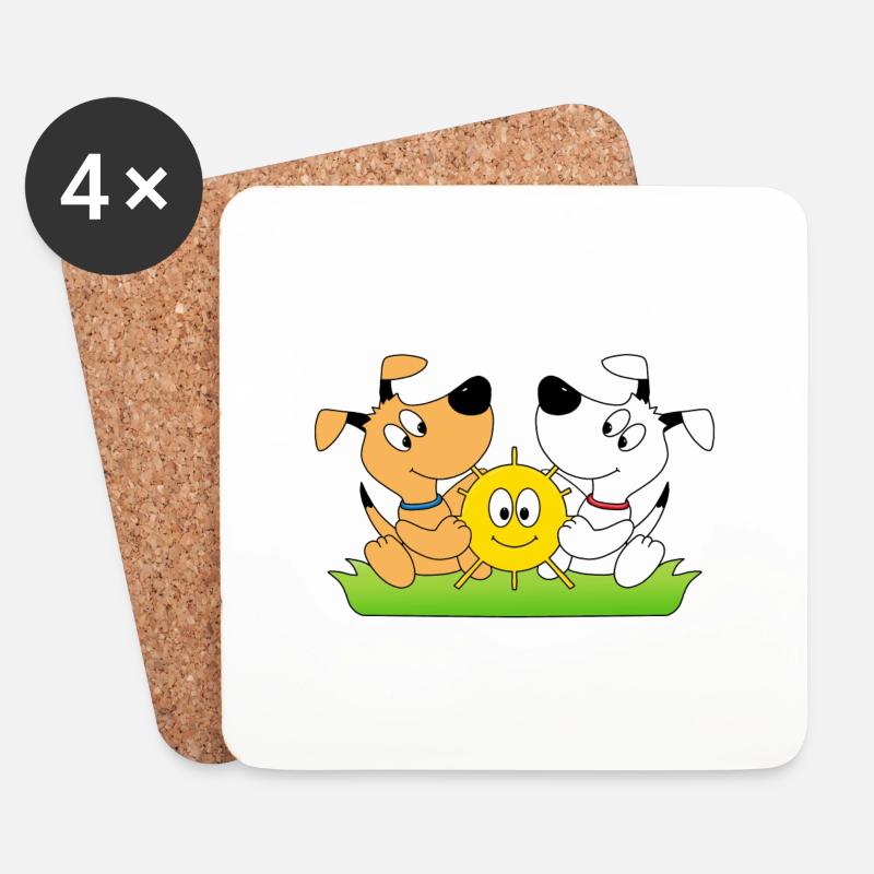HUNDE - SONNENSCHEIN - HUND - SONNE - Untersetzer (4er-Set) - Weiß