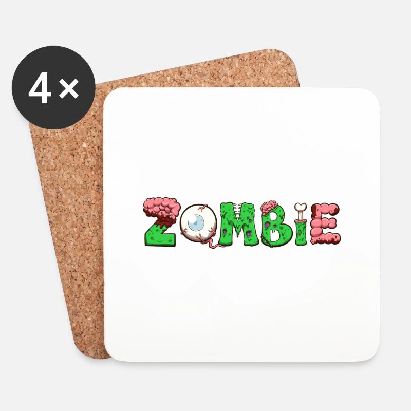 Zombie-Text - Untersetzer (4er-Set) - Weiß