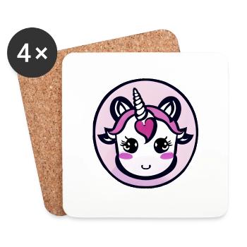 Licorne Mythique Animal Licorne Fille Licornes - Dessous de verre (lot de 4) - blanc - Devant