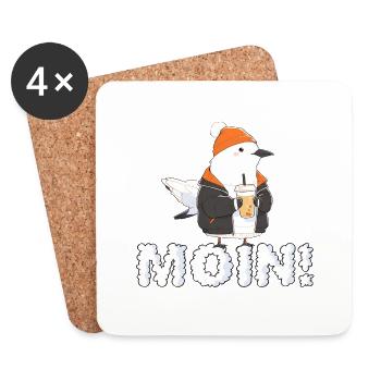 Moin Moin Möwe! - Untersetzer (4er-Set) - Weiß - Vorne