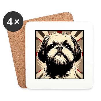 Shih Tzu Pop art - Dessous de verre (lot de 4) - blanc - Devant