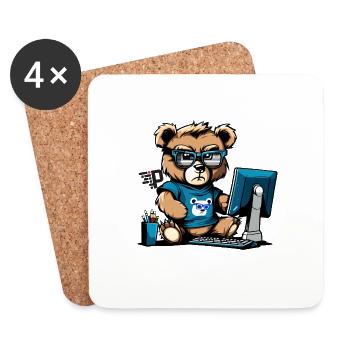 Angry little teddy bear who is a developer. - Coasters (set of 4) - white - Front