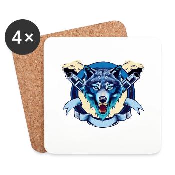 Wolf - Coasters (set of 4) - white - Front