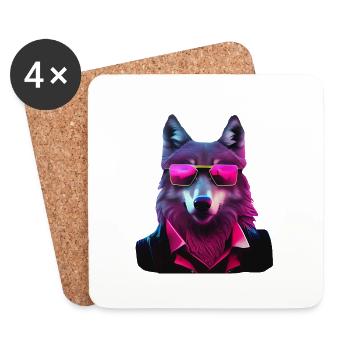 Wolf - Coasters (set of 4) - white - Front