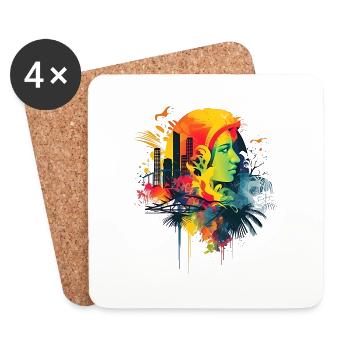 La joie de vivre à Rio de Janeiro est contagieuse - Dessous de verre (lot de 4) - blanc - Devant