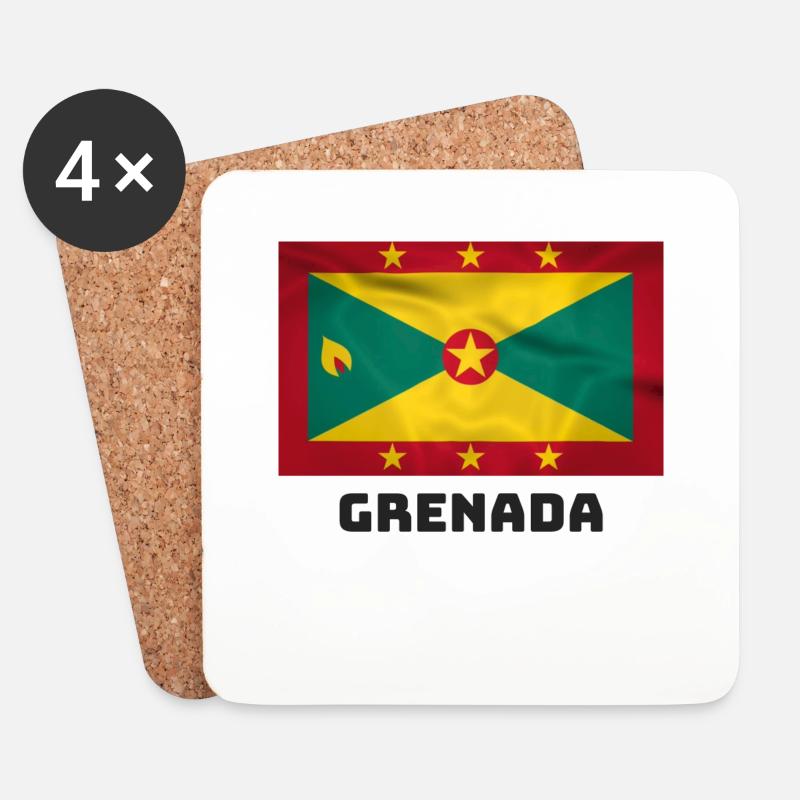 Grenada Flagge - Untersetzer (4er-Set) - Weiß